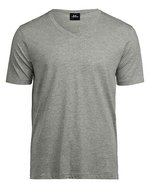 Tee Jays T-Shirt V-Ausschnitt Bio-Baumwolle für Herren, Black S, TJ5004 – Heather Grey