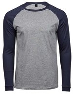Tee Jays Langarm-Raglan T-Shirt aus Baumwolle, Heather/Black S, TJ5072 – Heather/Navy