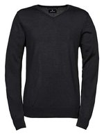 Tee Jays V-Ausschnitt Strickpullover Merino-Polyacryl für Herren, Black S, TJ6001 – Bild 2