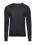 Tee Jays V-Ausschnitt Strickpullover Merino-Polyacryl für Herren, Grey Melange L, TJ6001 – Bild 3