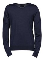 Tee Jays V-Ausschnitt Strickpullover Merino-Polyacryl für Herren, Black S, TJ6001 – Navy