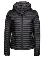 Crossover-Jacke mit Kapuze und Wattierung – Black/Black Melange