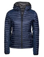 Crossover-Jacke mit Kapuze und Wattierung – Navy/Navy Melange