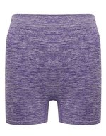 Tombo Nahtlose Stretch-Shorts mit hohem Bund – Purple Marl