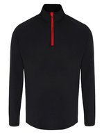 Men´s Long Sleeve Performance ¼ Zip – Black/Red
