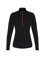 Women´s Long Sleeve Performance ¼ Zip – Black/Red