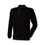 Henbury Langarm Polo Shirt aus Baumwolle, Black S, W105 – Bild 3