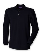 Henbury Langarm Polo Shirt aus Baumwolle – Navy