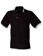 Henbury Piqué Polo Shirt mit Kontrast-Streifen, Black/White S, W150 – Bild 2