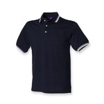 Henbury Piqué Polo Shirt mit Kontrast-Streifen, Black/White S, W150 – Bild 3