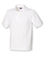 Henbury Klassisches Piqué Polo Shirt 65/35, Fuchsia L, W400 – Bianco