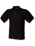 Henbury Piqué Polo-Shirt mit Herringbone-Band – Black