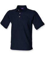 Henbury Piqué Polo-Shirt mit Herringbone-Band – Navy