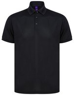 Henbury Recyceltes Polyester Polo mit Stehkragen – Black