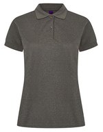 Henbury Polo-Shirt Mikro-Piqué feuchtigkeitsregulierend für Damen, Black L, W476 – Heather Charcoal