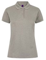 Henbury Polo-Shirt Mikro-Piqué feuchtigkeitsregulierend für Damen, Black L, W476 – Heather Grey