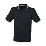 Henbury Coolplus® Polo-Shirt mit Kontrast-Streifen, Black/Red XS, W482 – Bild 3