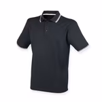 Henbury Coolplus® Polo con Strisce a Contrasto, Black/Red XS, W482 – immagine 6