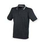 Henbury Coolplus® Polo-Shirt mit Kontrast-Streifen, Black/Red XS, W482 – Bild 6