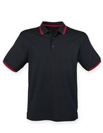 Henbury Coolplus® Polo-Shirt mit Kontrast-Streifen – Black/Red