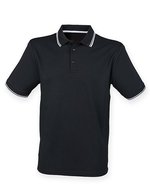 Henbury Coolplus® Polo-Shirt mit Kontrast-Streifen – Black/White