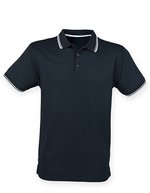 Henbury Coolplus® Polo-Shirt mit Kontrast-Streifen – Navy/White