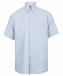 Henbury Short Sleeve Oxford Shirt with Chest Pocket for Men, Blue Oxford XL (44-46), W515 – image 3
