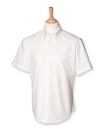 Henbury Kurzarm Oxford Hemd mit Brusttasche für Herren – White