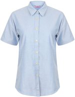 Henbury Damen-Kurzarmhemd Oxford, taillierter Schnitt – Blue Oxford