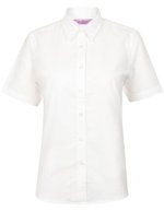 Henbury Damen-Kurzarmhemd Oxford, taillierter Schnitt – White