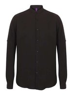 Henbury Langarm Hemd mit Mandarin-Kragen, Black XXL, W592 – Bild 2