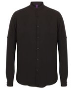 Henbury Langarm Hemd mit Mandarin-Kragen, Black XXL, W592 – Bild 3