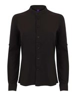 Henbury Langarm-Hemd mit Mandarin-Kragen für Damen, Black S, W593 – Bild 2