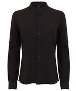 Henbury Langarm-Hemd mit Mandarin-Kragen für Damen, Black S, W593 – Bild 3