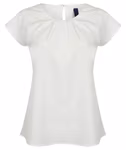 Ladies´ Pleat Front Short Sleeve Blouse – Light Blue