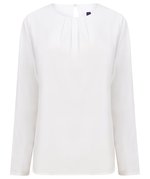 Ladies´ Pleat Front Long Sleeved Blouse – Light Blue