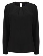 Ladies´ Pleat Front Long Sleeved Blouse – Black