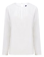 Ladies´ Pleat Front Long Sleeved Blouse – White