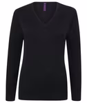 Henbury Feinstrick V-Ausschnitt Pullover 50% Baumwolle, Navy M, W721 – Bild 3