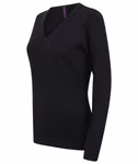 Henbury Feinstrick V-Ausschnitt Pullover 50% Baumwolle, Navy M, W721 – Bild 6