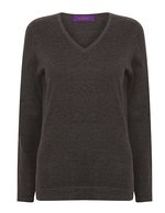 Henbury Feinstrick V-Ausschnitt Pullover 50% Baumwolle – Grey Marl