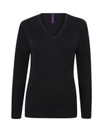Henbury Feinstrick V-Ausschnitt Pullover 50% Baumwolle – Navy