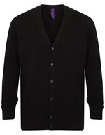 Henbury Feinstrick-Cardigan mit V-Ausschnitt – Black