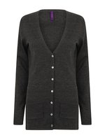 Ladies´ Lightweight V-Neck Cardigan – Grey Marl