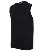 Henbury Ärmelloser V-Ausschnitt Feinstrickpullover, Black S, W724 – Bild 6