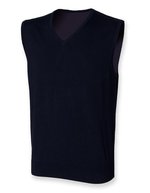 Henbury Ärmelloser V-Ausschnitt Feinstrickpullover – Navy