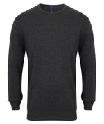 Henbury Leichter Langarm-Strickpullover 50% Baumwolle, Black S, W725 – Bild 3