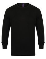 Henbury Leichter Langarm-Strickpullover 50% Baumwolle – Black