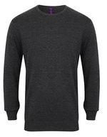 Henbury Leichter Langarm-Strickpullover 50% Baumwolle – Grey Marl