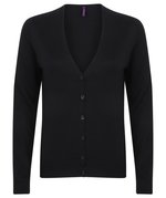Henbury Feinstrick-V-Pullover mit Perlknöpfen, Black XXS, W726 – Bild 3